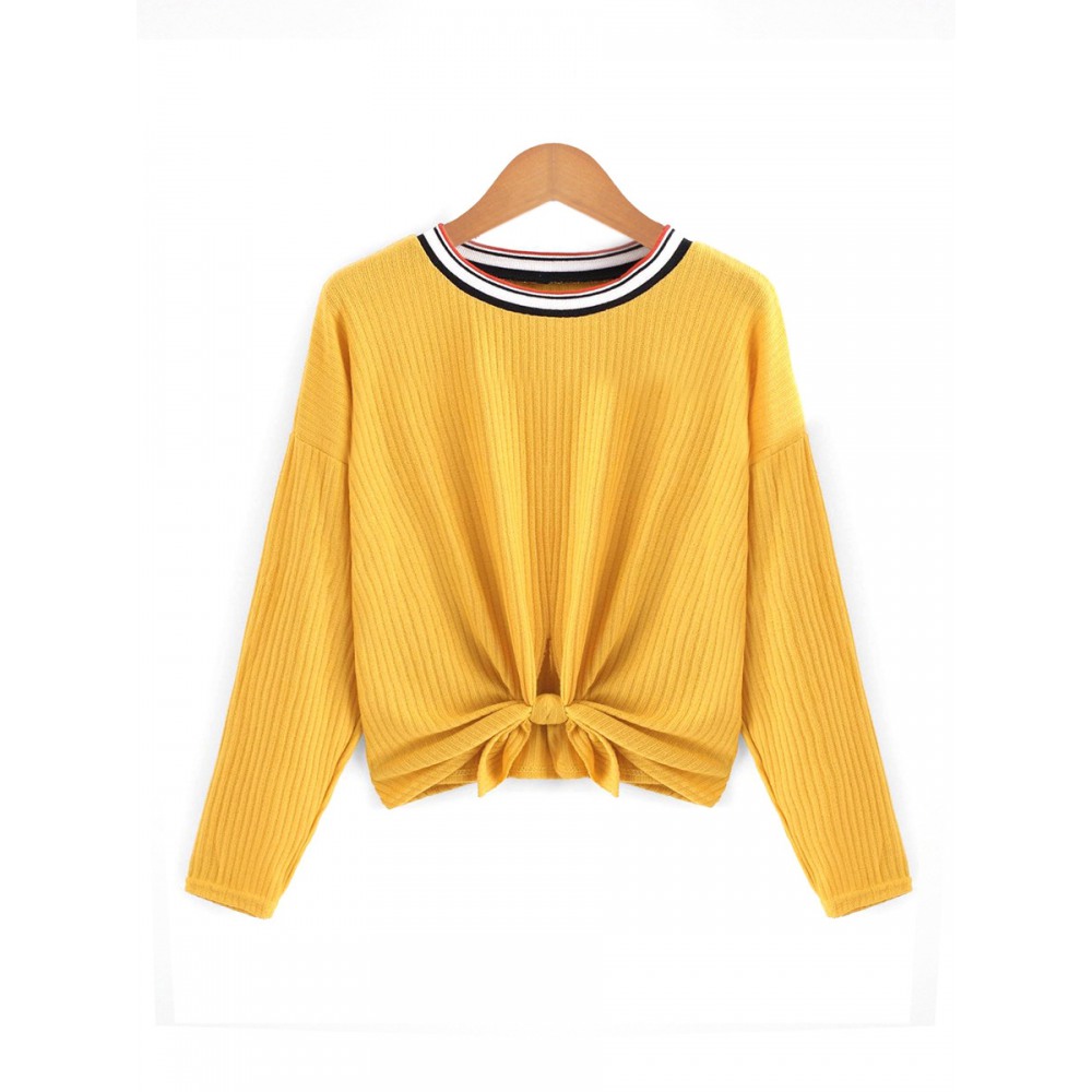 Autumn New Hot Sale Round Neck Tie T-Shirt