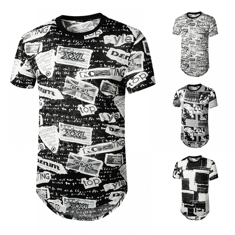Summer Men's Fashion Hipster Hip-Hop Short-Sleeved T-Shirt